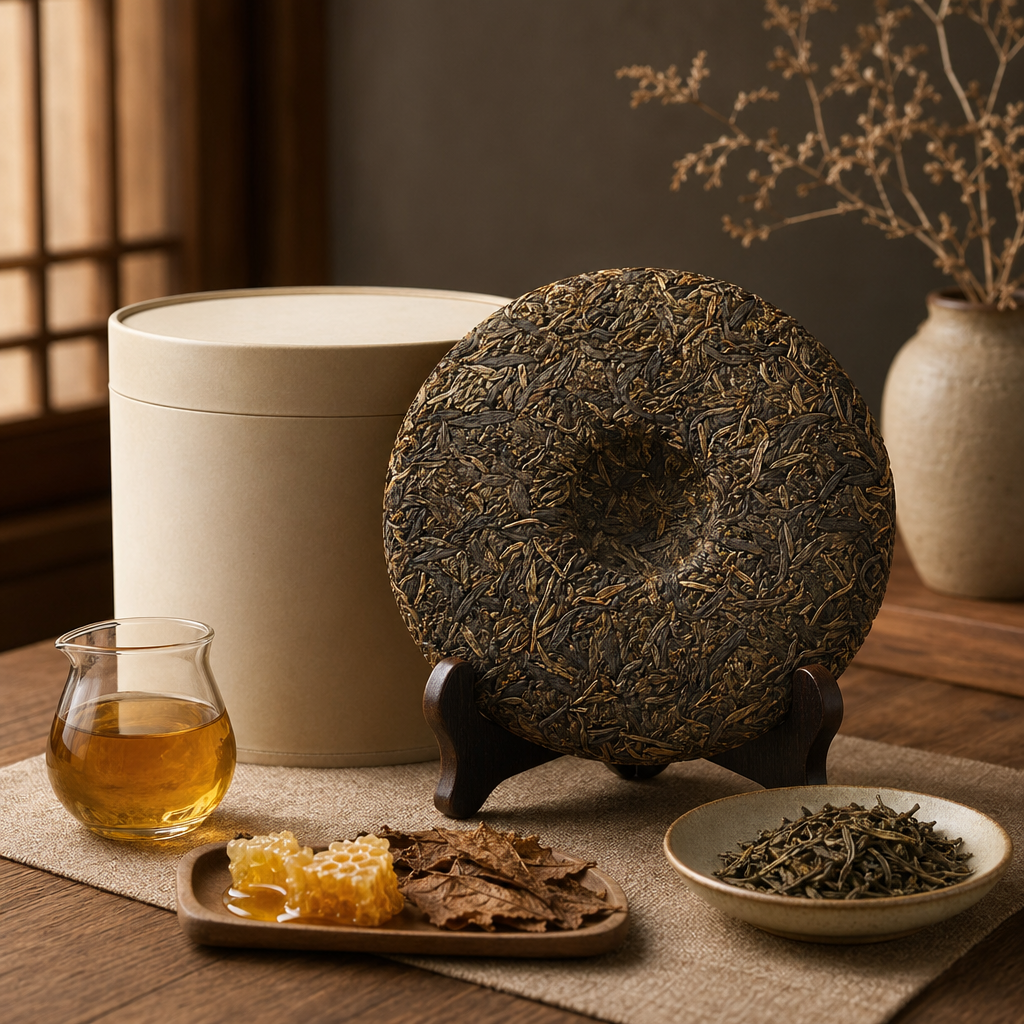 2015 Sheng Pu-erh Cake packaging lifestyle image