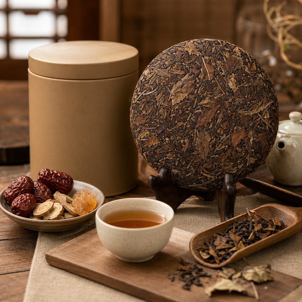 Aged Shou Mei (2018 Cake) packaging lifestyle image